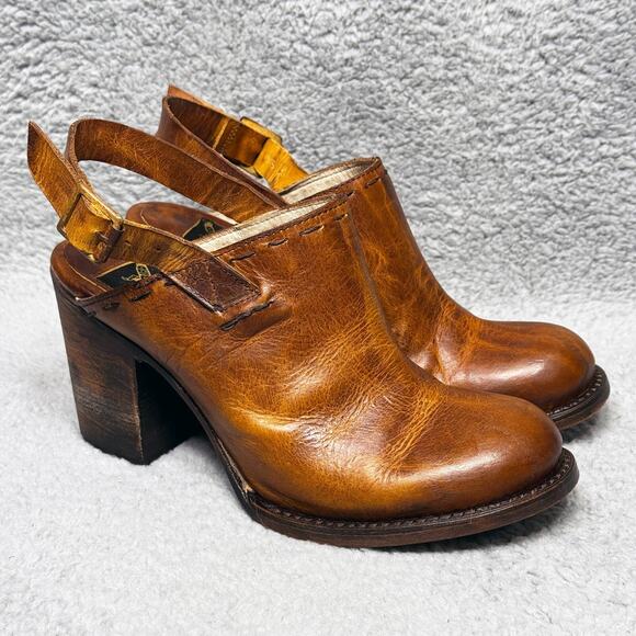 Freebird by Steven Gold Womens 9 Mule Clogs Slingback Distressed Brown Leather - Picture 1 of 10